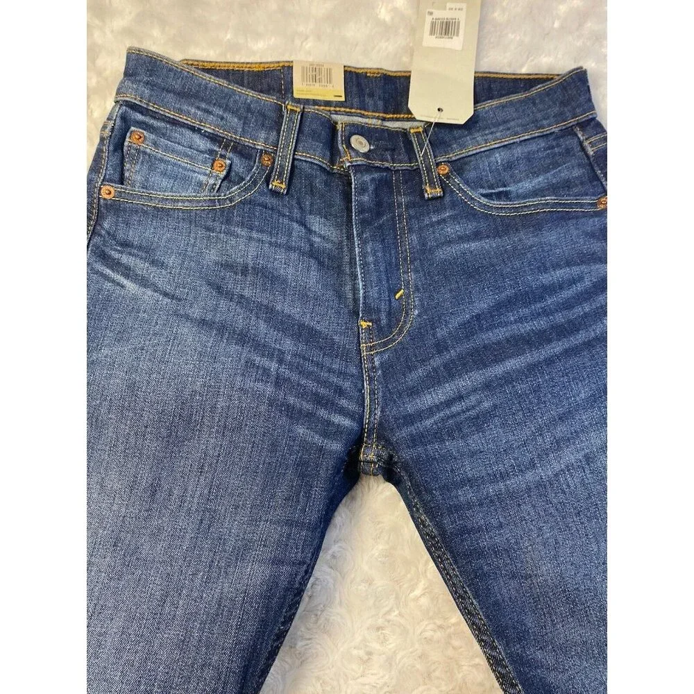Levi's 513 28 X 30 Slim Straight Men's Jeans Dark Acid Distressed Flex Stretch - Picture 10 of 11